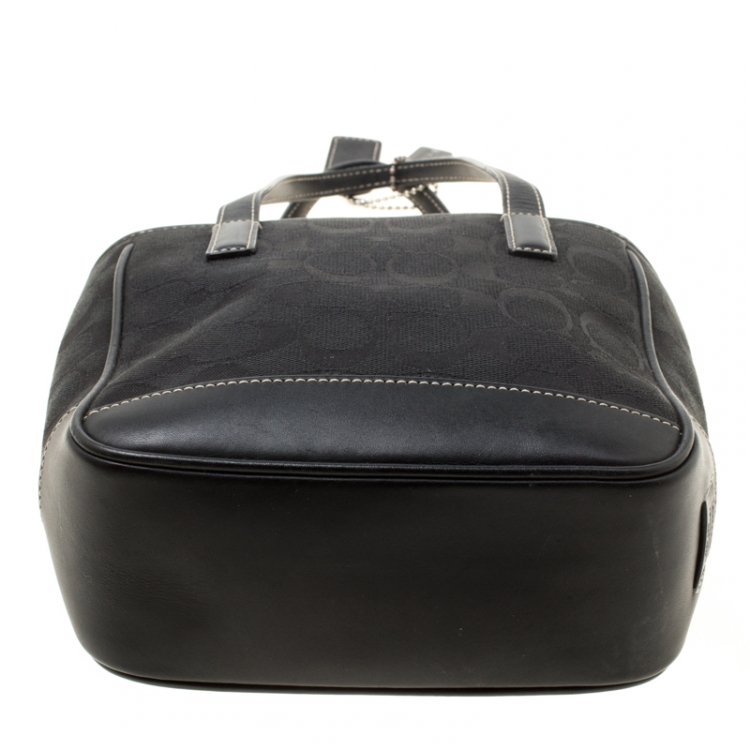 Pre Owned Coach Black Signature Canvas and Leather Mini Tote