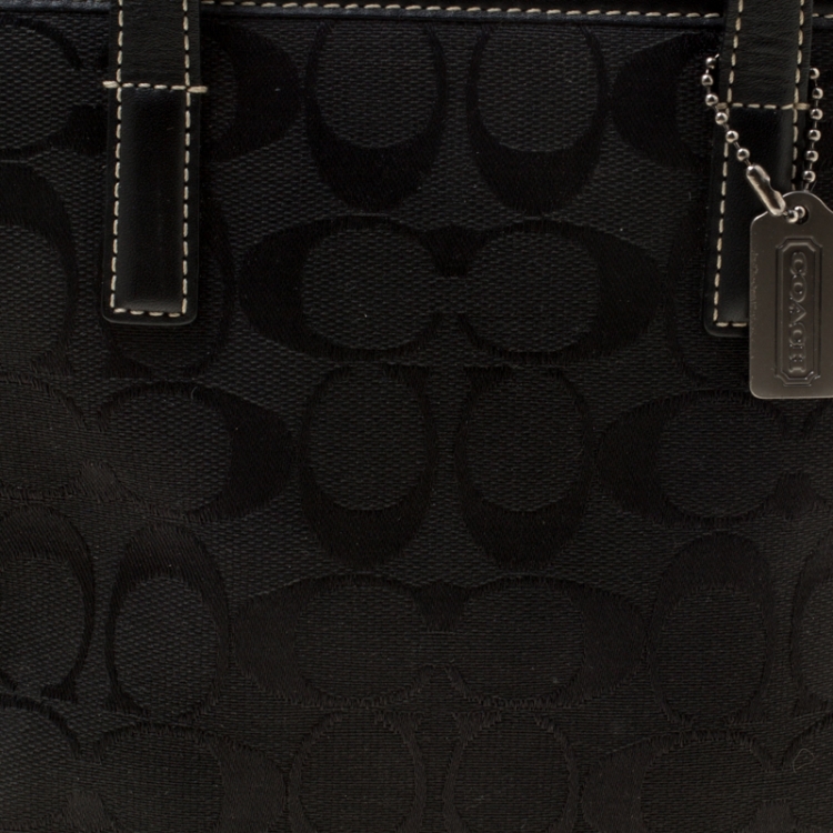 Pre Owned Coach Black Signature Canvas and Leather Mini Tote