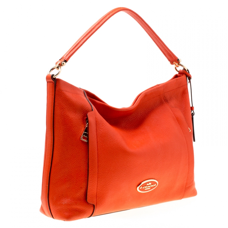 Pre Owned Coach Orange Leather Scout Hobo