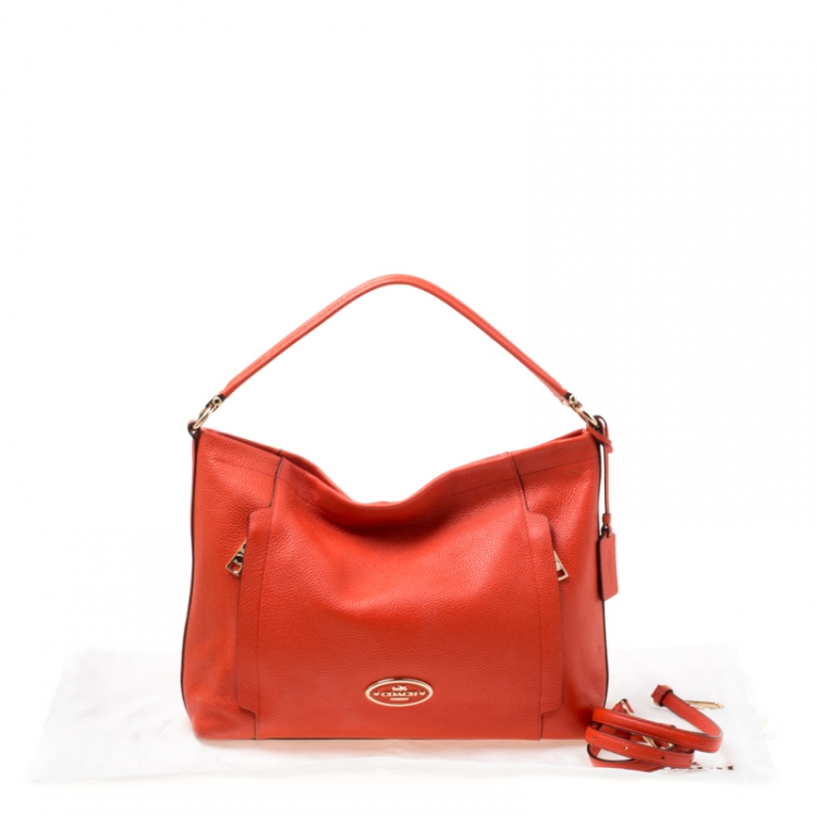 Pre Owned Coach Orange Leather Scout Hobo