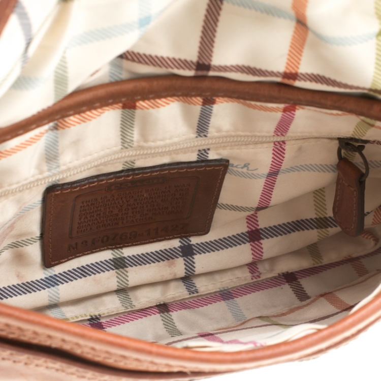 Pre Owned Coach Brown Leather Shoulder Bag 