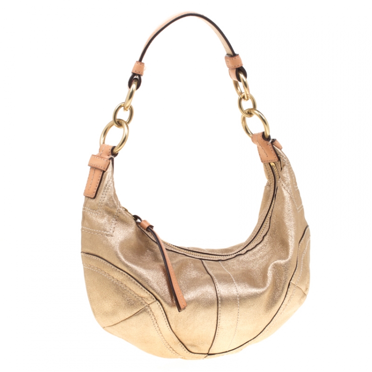 Pre Owned Coach Gold Leather Hobo