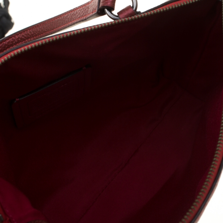 Pre Owned Coach Burgundy Leather Kelsey Crossbody Bag