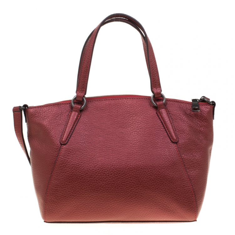 Pre Owned Coach Burgundy Leather Kelsey Crossbody Bag