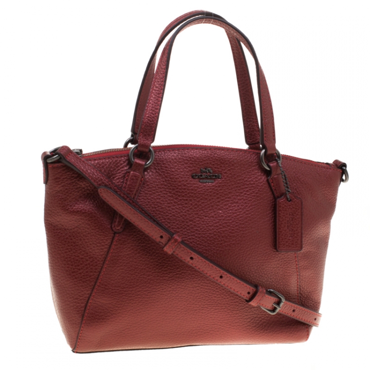 Pre Owned Coach Burgundy Leather Kelsey Crossbody Bag