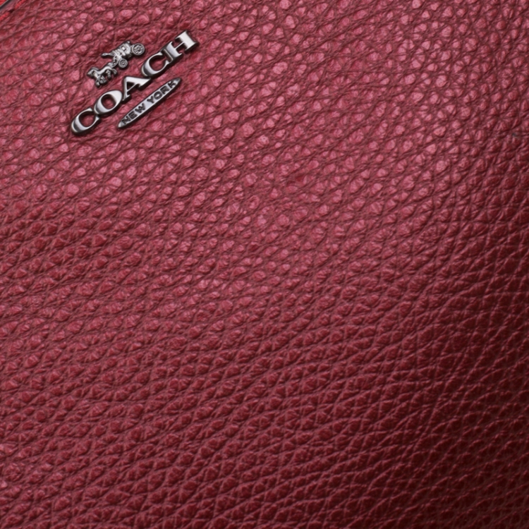 Pre Owned Coach Burgundy Leather Kelsey Crossbody Bag