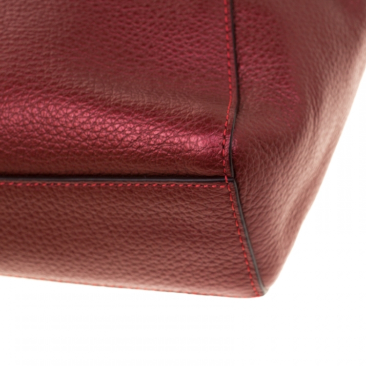 Pre Owned Coach Burgundy Leather Kelsey Crossbody Bag