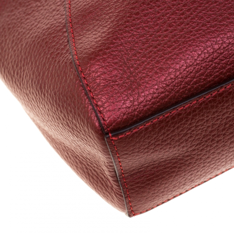 Pre Owned Coach Burgundy Leather Kelsey Crossbody Bag