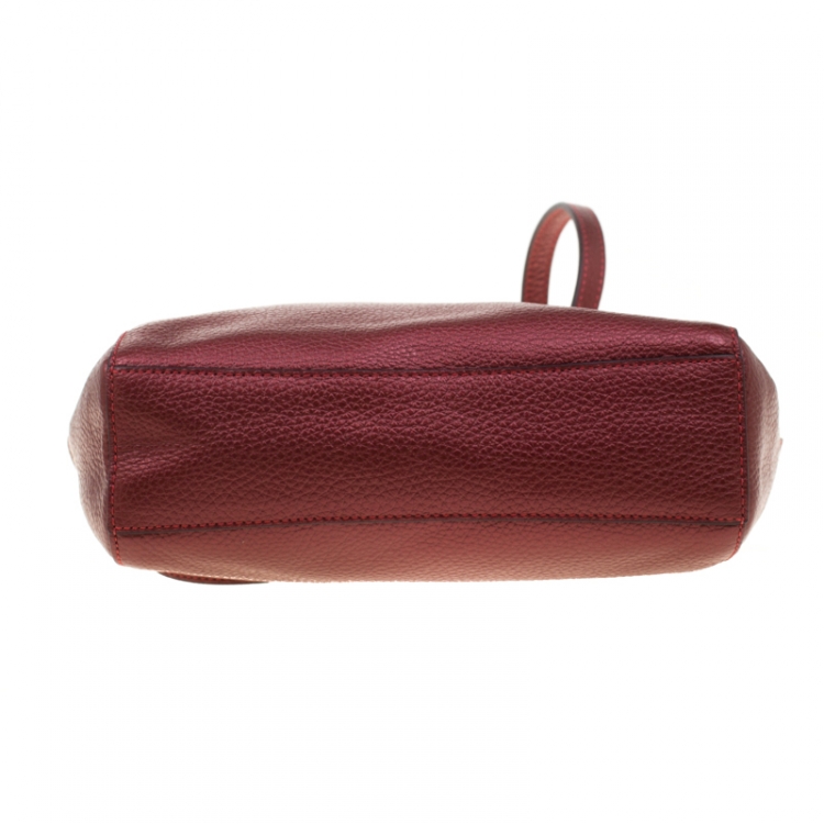 Pre Owned Coach Burgundy Leather Kelsey Crossbody Bag