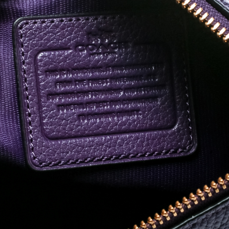 Pre Owned Coach Purple Leather Crossbody Bag