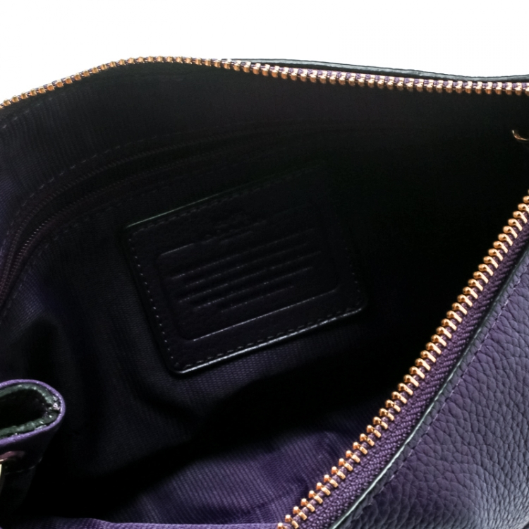 Pre Owned Coach Purple Leather Crossbody Bag