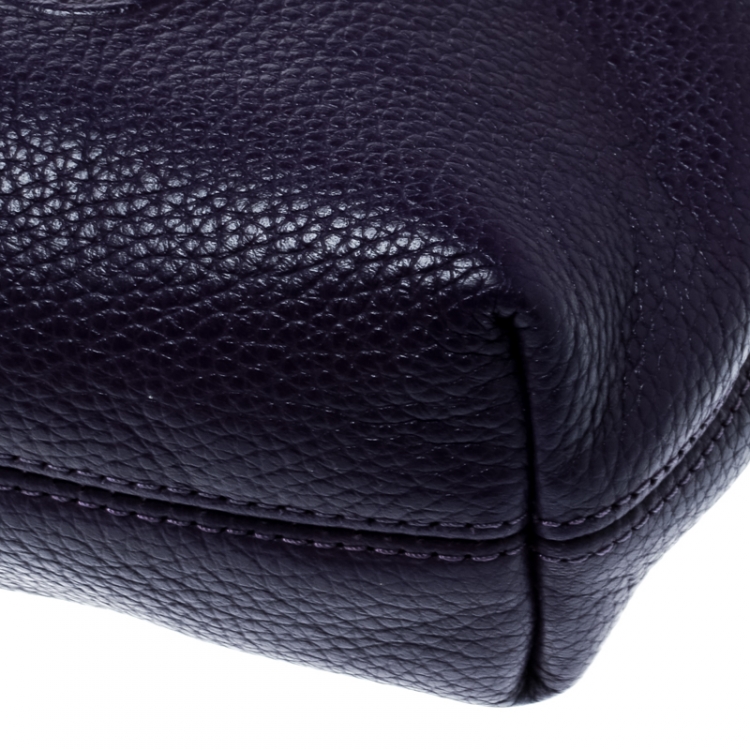 Pre Owned Coach Purple Leather Crossbody Bag