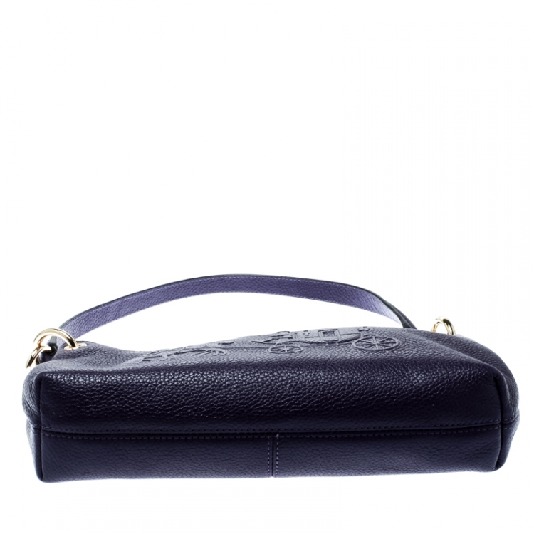 Pre Owned Coach Purple Leather Crossbody Bag