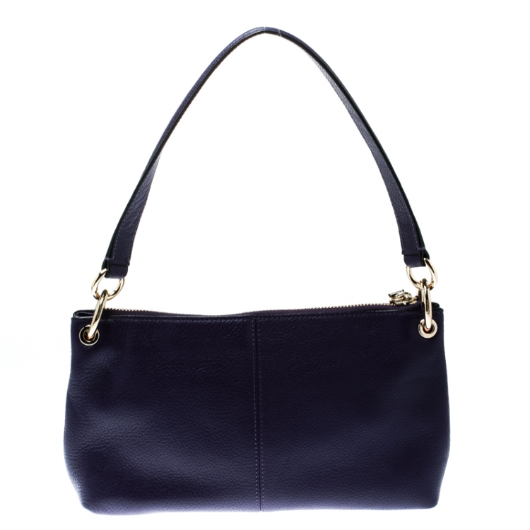 Pre Owned Coach Purple Leather Crossbody Bag