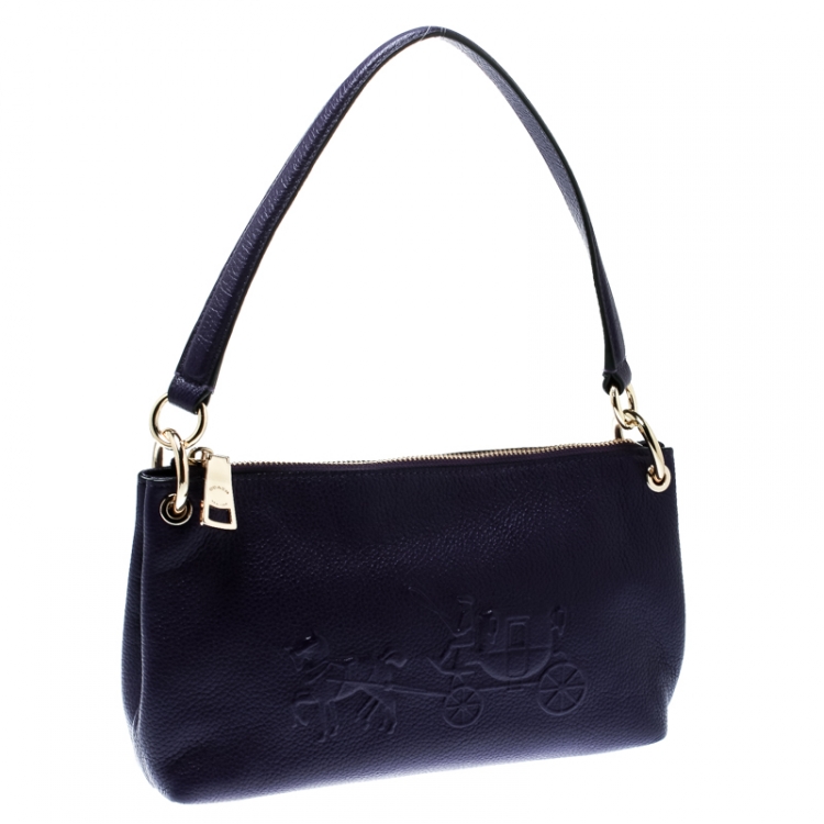 Pre Owned Coach Purple Leather Crossbody Bag
