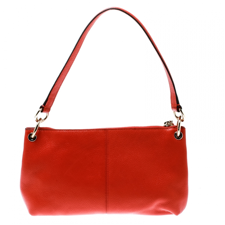 Pre Owned Coach Orange Leather Crossbody Bag