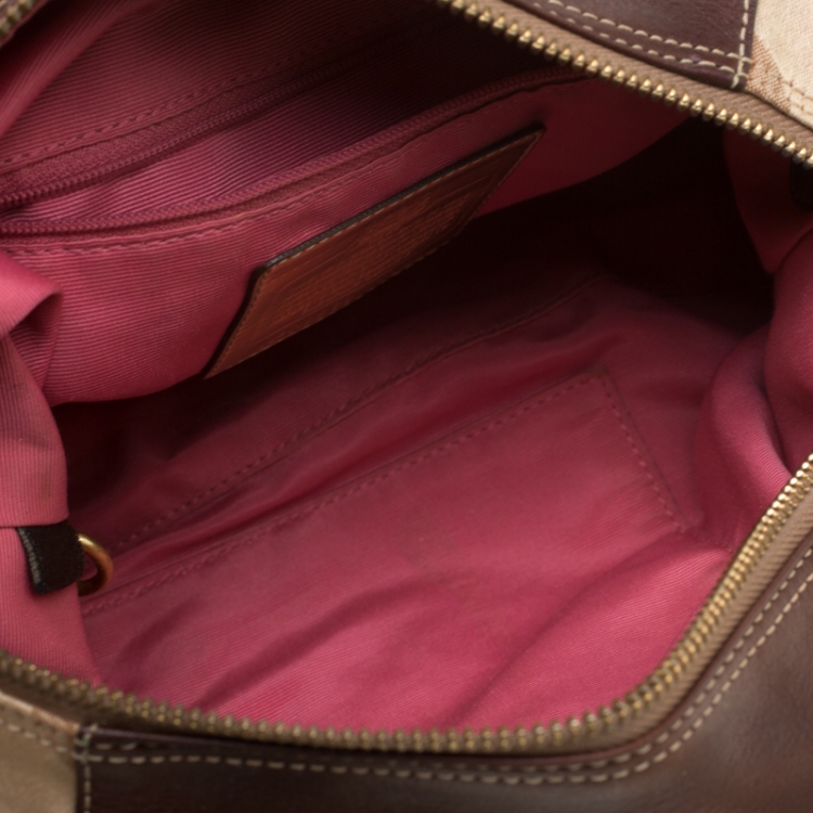 Pre Owned Coach Beige/Brown Signature Canvas Tote