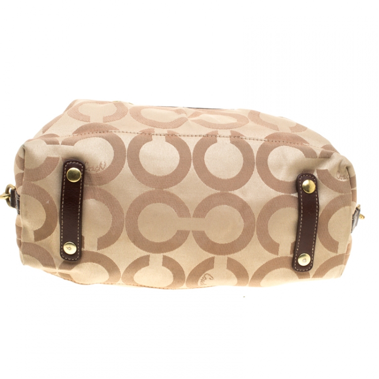 Pre Owned Coach Beige/Brown Signature Canvas Tote