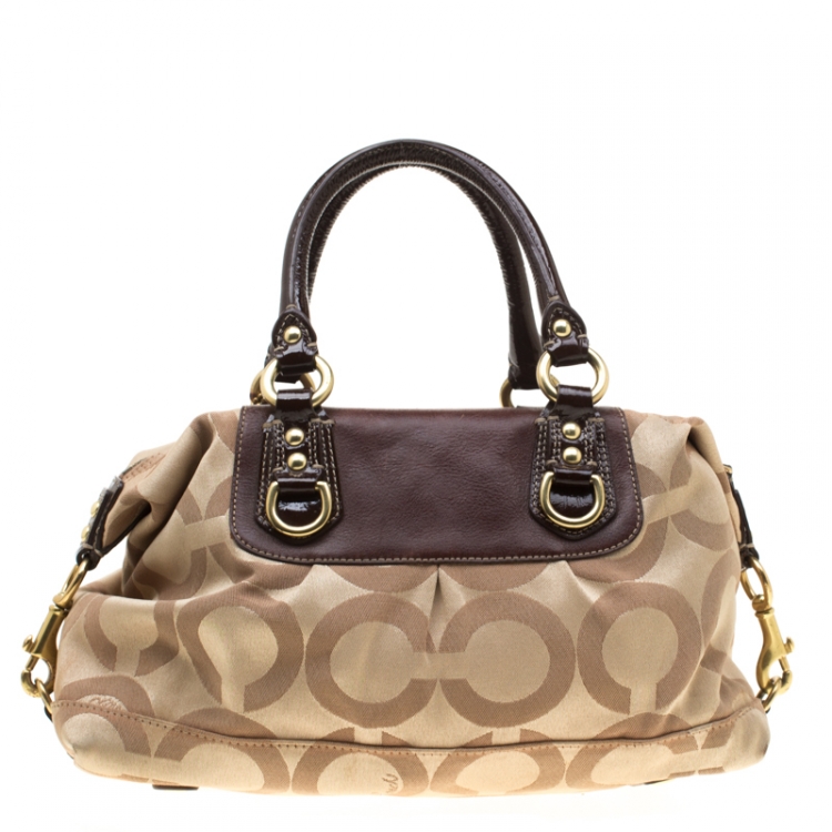 Pre Owned Coach Beige/Brown Signature Canvas Tote