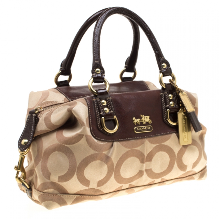 Pre Owned Coach Beige/Brown Signature Canvas Tote