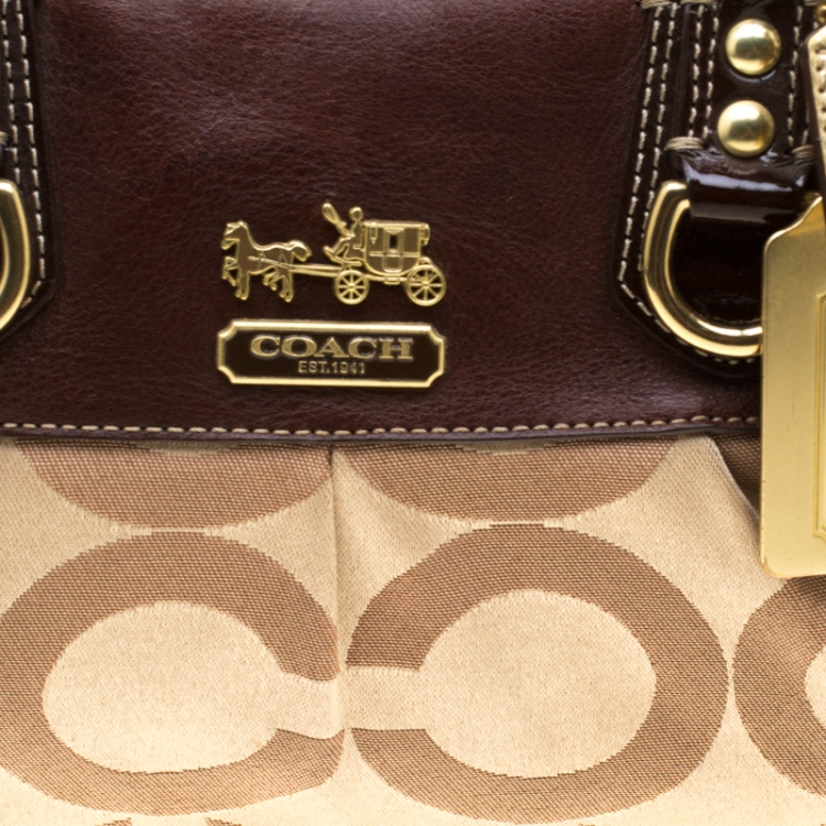 Pre Owned Coach Beige/Brown Signature Canvas Tote