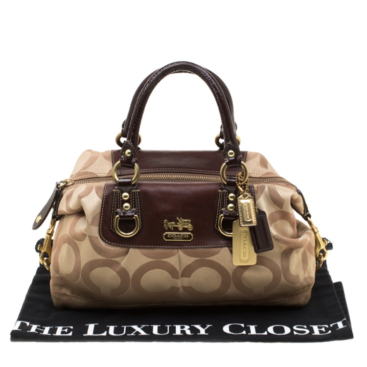 Pre Owned Coach Beige/Brown Signature Canvas Tote