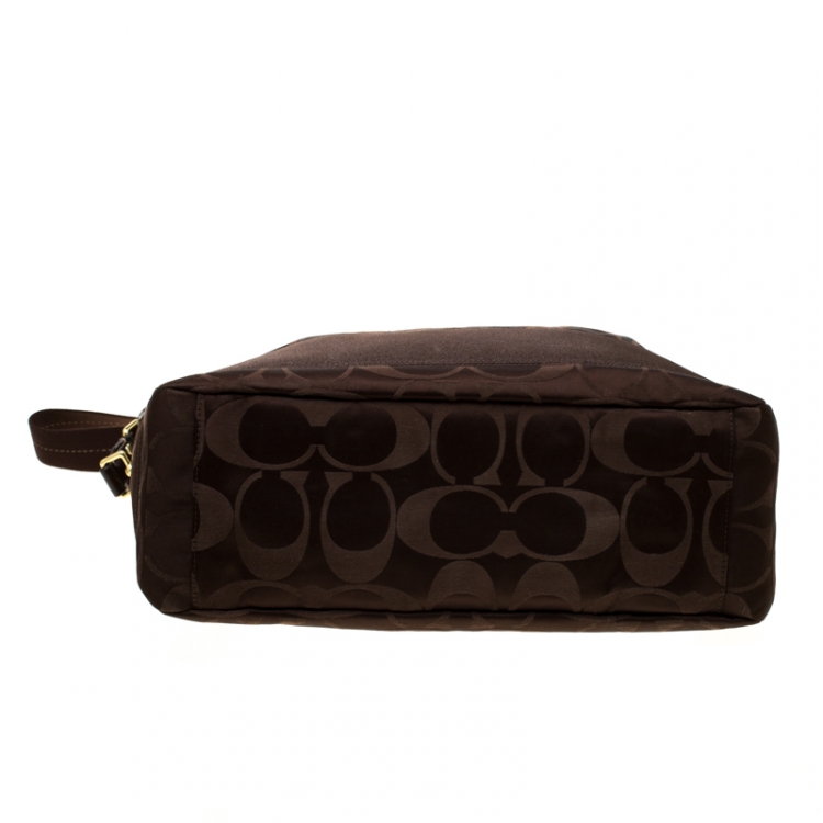 Pre Owned Coach Brown Signature Canvas Diaper Top Handle Bag