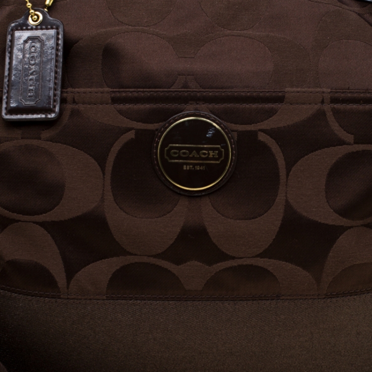 Pre Owned Coach Brown Signature Canvas Diaper Top Handle Bag