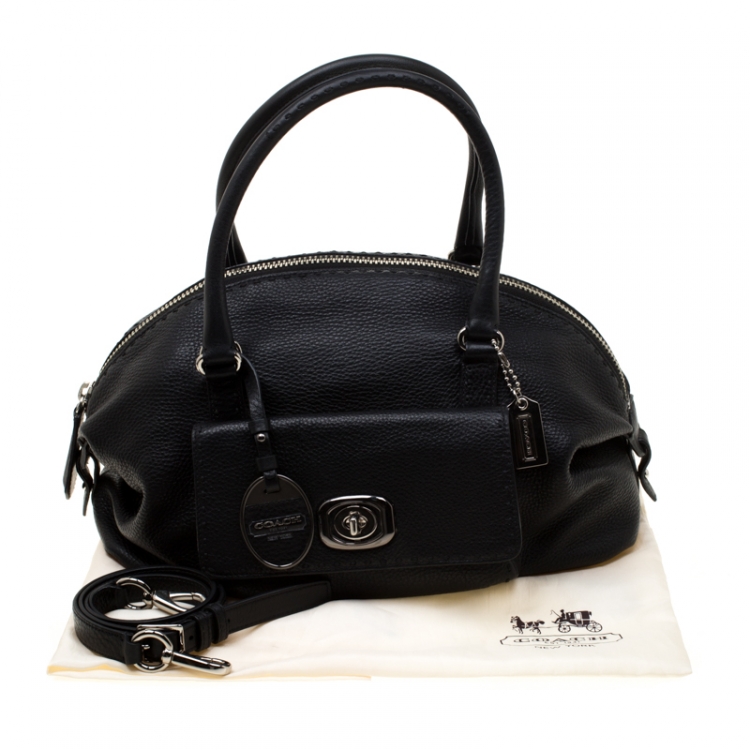 Pre Owned Coach Black Leather Turnlock Satchel