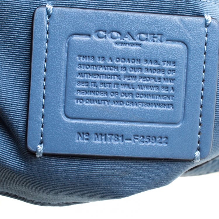 Pre Owned Coach Light Blue Leather Isla Chain Crossbody Bag