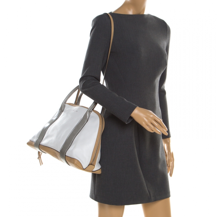 Pre Owned Coach Tricolor Leather Dome Satchel