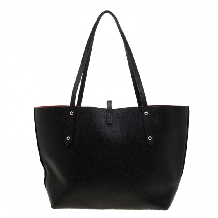 Pre Owned Coach Black Pebbled Leather Market Tote