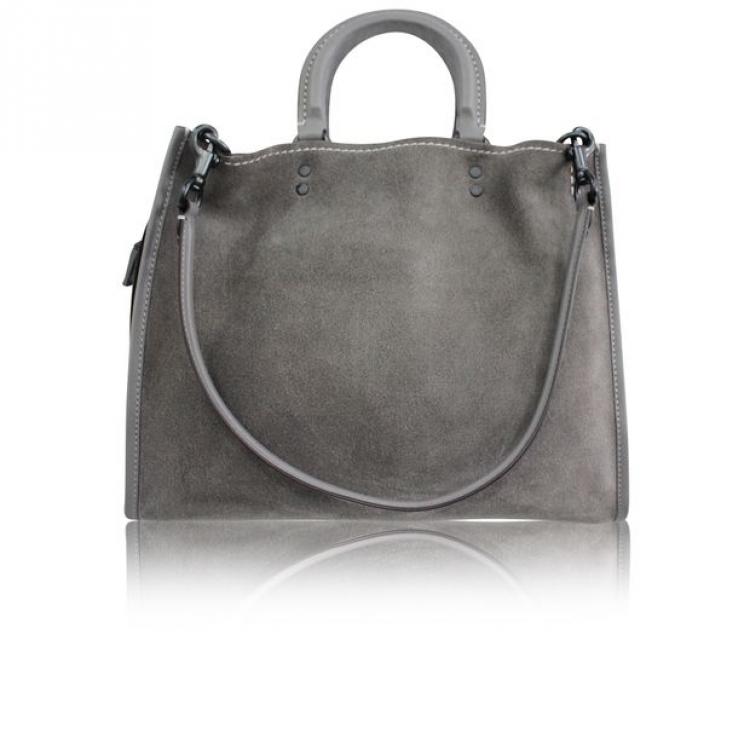 Pre Owned Coach Grey Leather Rogue Satchel