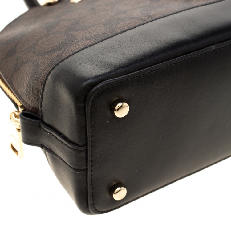 Pre Owned Coach Brown Coated Canvas and Leather Sierra Satchel