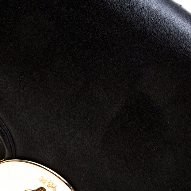 Pre Owned Coach Black Leather Flap Shoulder Bag