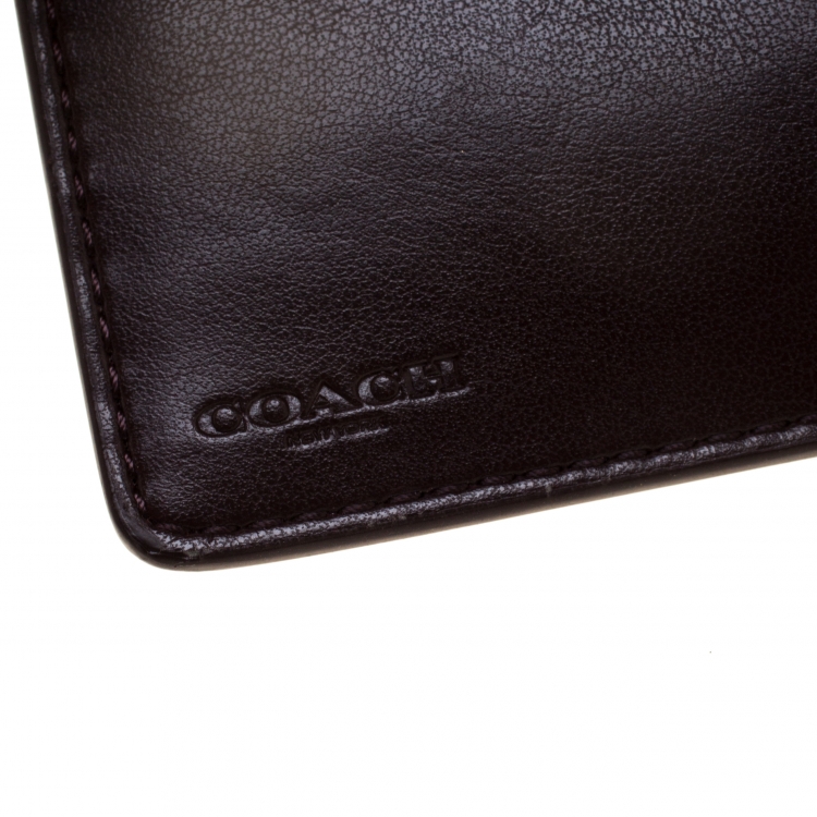Pre Owned Coach Burgundy Signature Debossed Patent Leather Wallet