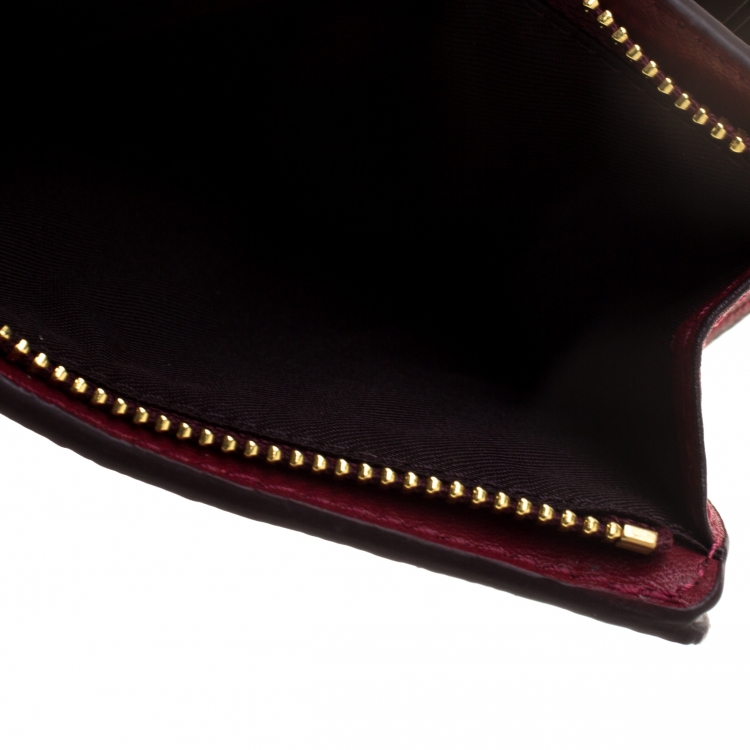 Pre Owned Coach Burgundy Signature Debossed Patent Leather Wallet