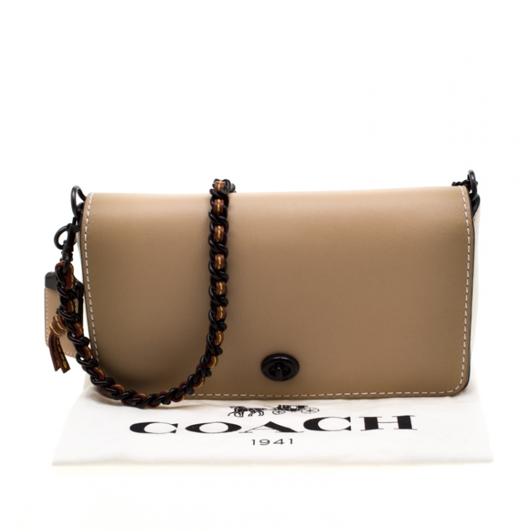 Pre Owned Coach Beige/White Leather Crosstown Crossbody Bag