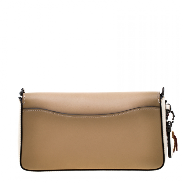 Pre Owned Coach Beige/White Leather Crosstown Crossbody Bag