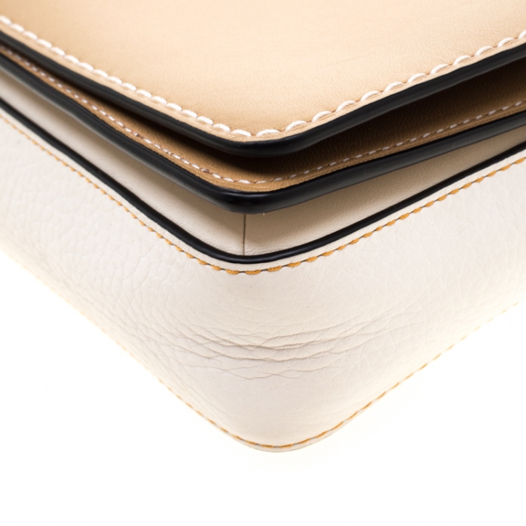 Pre Owned Coach Beige/White Leather Crosstown Crossbody Bag