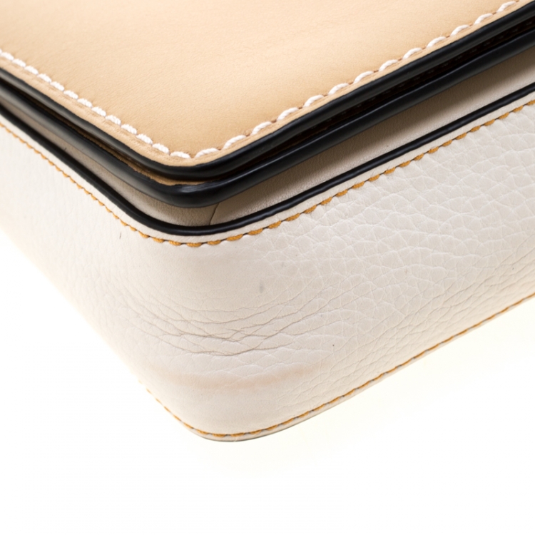 Pre Owned Coach Beige/White Leather Crosstown Crossbody Bag