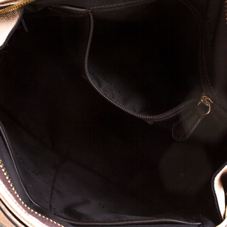 Pre Owned Coach Rose Gold Metallic Leather Prince Street Satchel