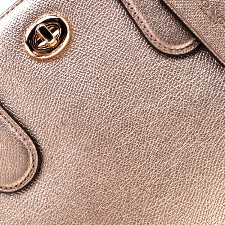 Pre Owned Coach Rose Gold Metallic Leather Prince Street Satchel