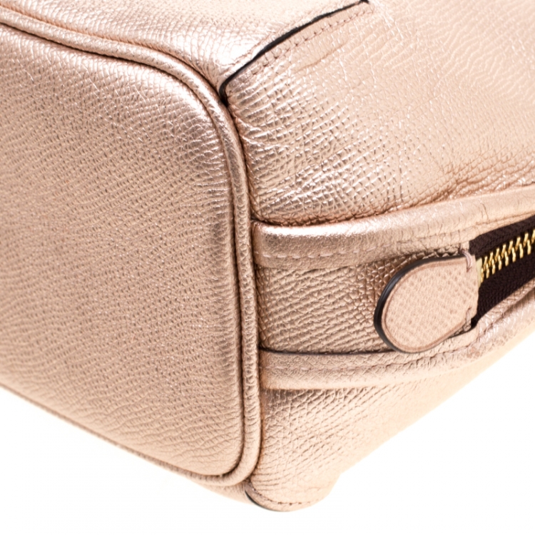 Pre Owned Coach Rose Gold Metallic Leather Prince Street Satchel