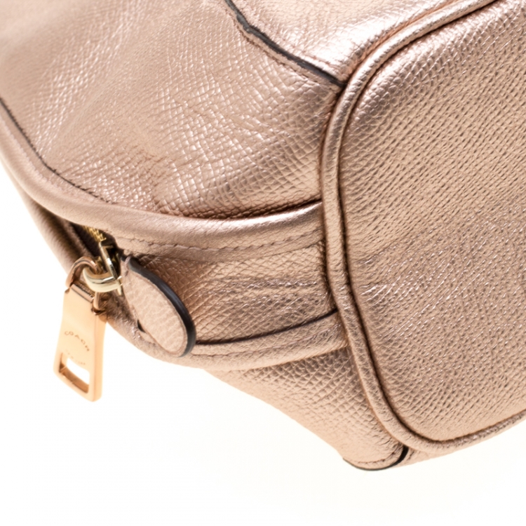 Pre Owned Coach Rose Gold Metallic Leather Prince Street Satchel