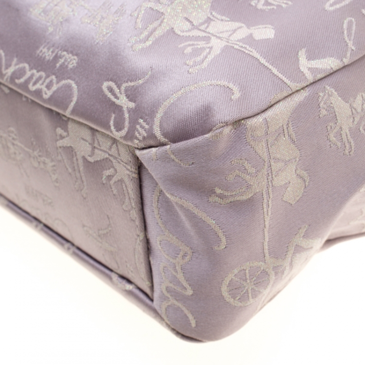 Pre Owned Coach Light Purple Glitter Horse Carriage  Canvas and Leather Tote