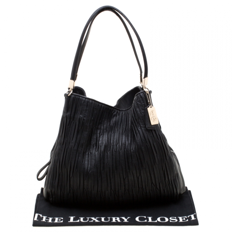Pre Owned Coach Black Gathered Twist Leather Phoebe Tote