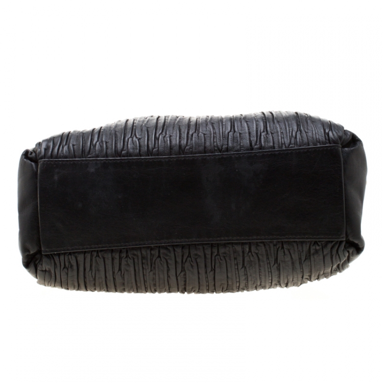 Pre Owned Coach Black Gathered Twist Leather Phoebe Tote