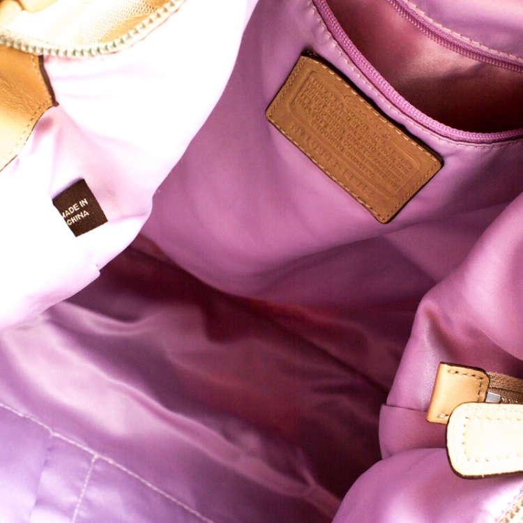 Pre Owned Coach Cream Canvas Kristin Hobo