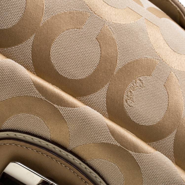 Pre Owned Coach Cream Canvas Kristin Hobo